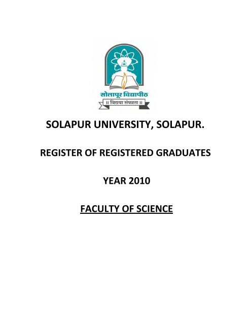 Register Of Registered Graduates Sciences Solapur University