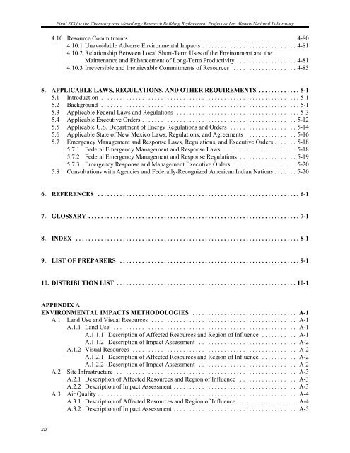 Final Environmental Impact Statement for the Chemistry and ...