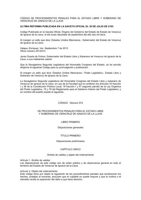 codigo de procedimientos penales 30-07-13 - H. Congreso del ...