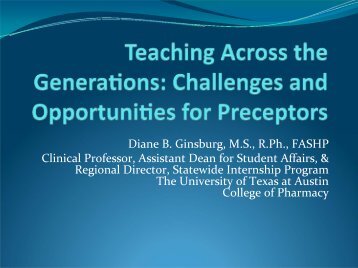 Teaching Across the Generations - College of Pharmacy