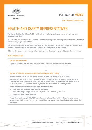 Health and Safety Representatives [PDF,87KB] - Comcare