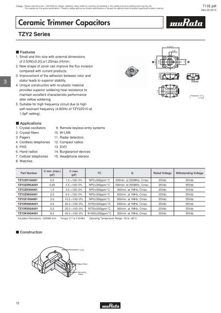 Ceramic Trimmer Capacitors - Murata