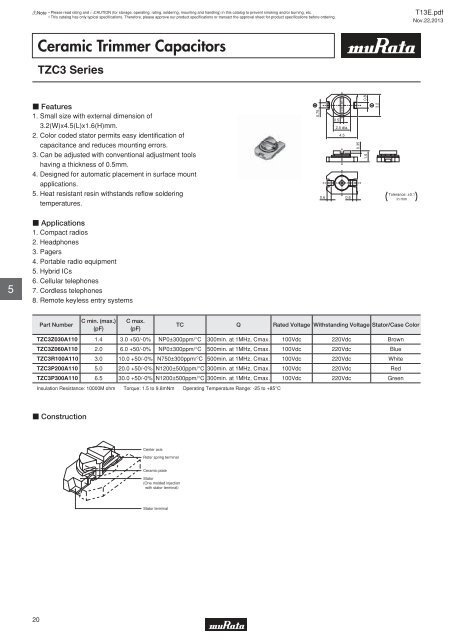 Ceramic Trimmer Capacitors - Murata