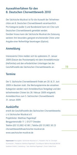 5.SÃ„CHSISCHER CHORWETTBEWERB BauTzEn 20.|21.06.2009