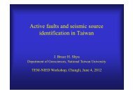 Active faults and seismic source identification in Taiwan