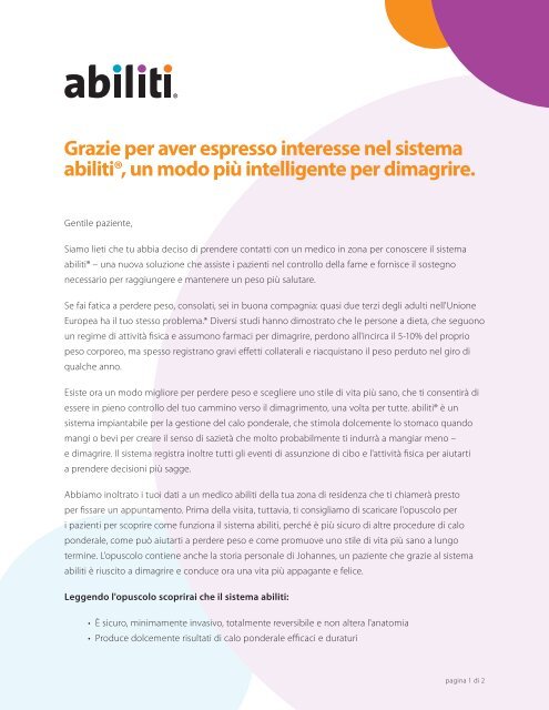 Leggi la lettera di benvenuto - Abiliti