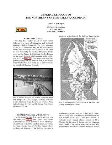 general geology of the northern san luis valley, colorado