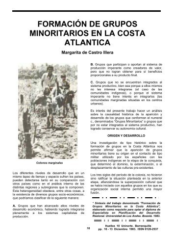 formación de grupos minoritarios en la costa atlantica