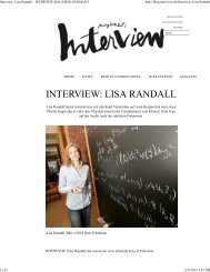 Interview: Lisa Randall - INTERVIEW MAGAZINE GERMANY