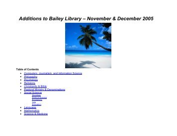 Additions to Bailey Library – November ... - Nyack College