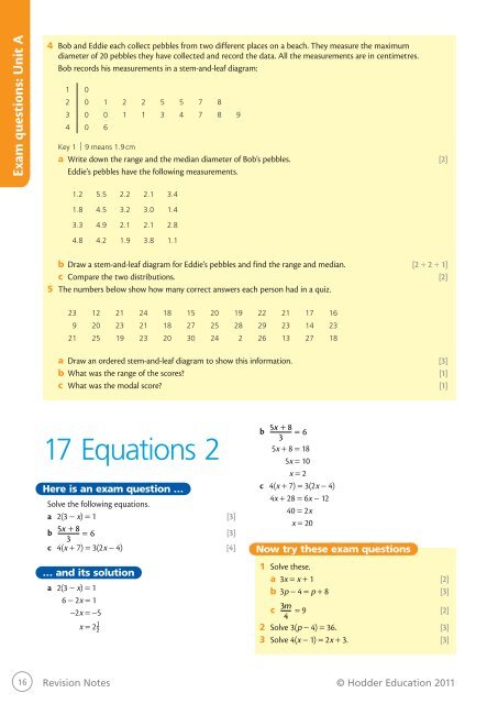 Exam style questions - Hodder Plus Home