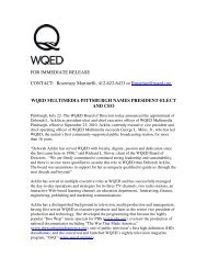 FOR IMMEDIATE RELEASE CONTACT: Rosemary ... - WQED