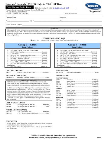 TDX SP w/Tilt order form - Phc-online.com