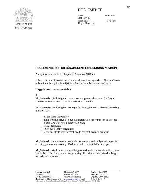 MiljÃ¶nÃ¤mnd - Landskrona kommun
