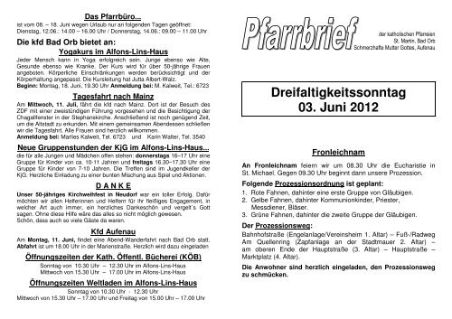 Pfarrbrief 17 - 03.06.2012 - Pfarrgemeinde St. Martin, Bad Orb