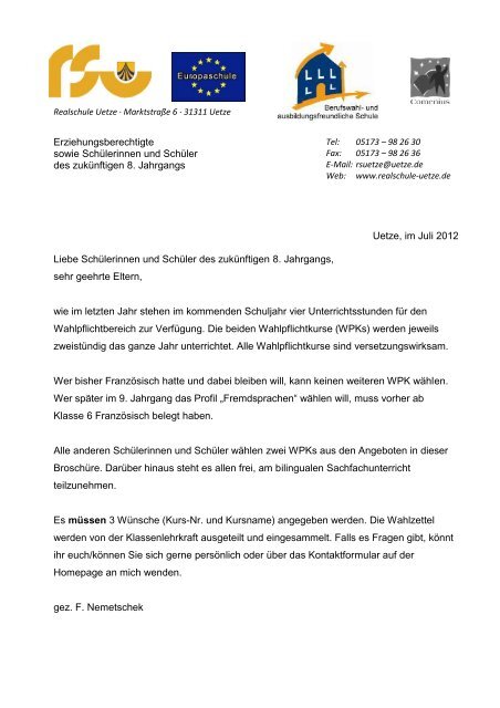 Wahlpflichtkurs - Realschule Uetze