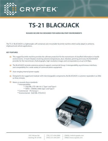 TS-21 Blackjack Secure Rugged Tactical Fax ... - API Technologies