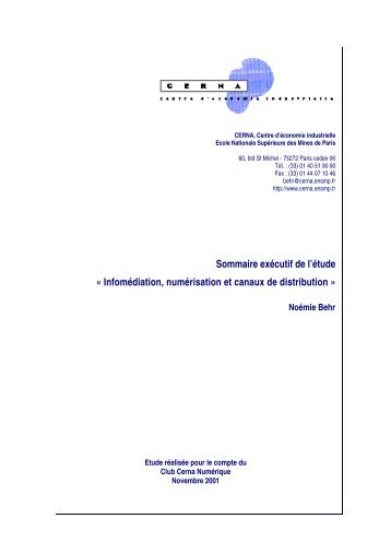 Infomédiation, numérisation et canaux de distribution - Cerna