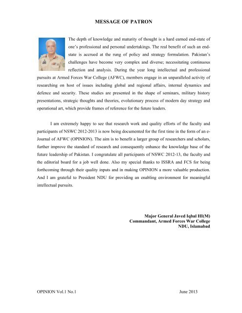 OPINION Vol.1, No.1 June 2013 - National Defence University