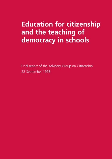 Education for citizenship and the teaching of democracy in schools