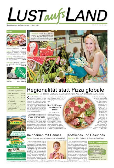 Regionalität statt Pizza globale - Lust aufs Land