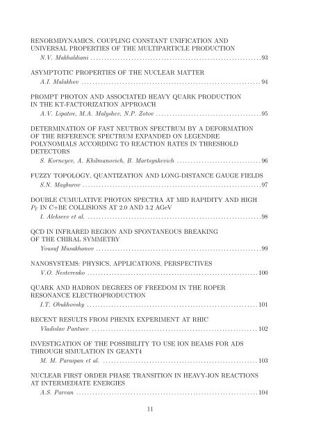 Joint Institute for Nuclear Research Relativistic ... - Index of - JINR