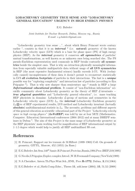 Joint Institute for Nuclear Research Relativistic ... - Index of - JINR