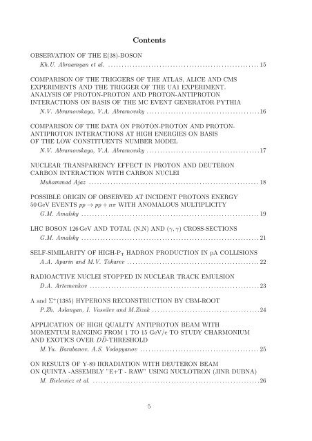 Joint Institute for Nuclear Research Relativistic ... - Index of - JINR