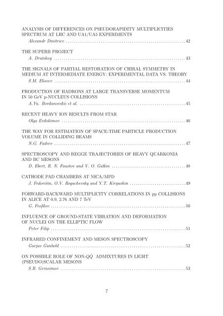 Joint Institute for Nuclear Research Relativistic ... - Index of - JINR