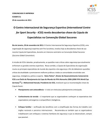 O Centro Internacional de SeguranÃ§a Esportiva (International ...