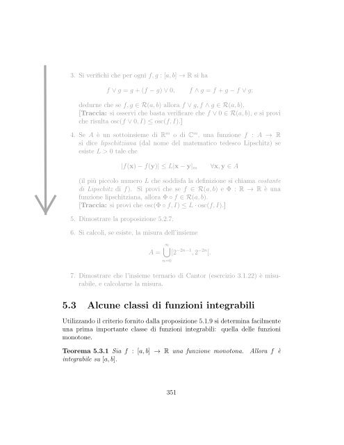 351 - 5.3 Alcune classi di funzioni integrabili - Mucchioselvaggio.Org