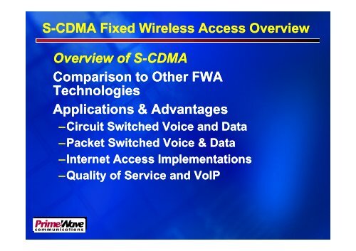 5- S-CDMA FWA Overview - MinistÃ¨re de la poste et des ...