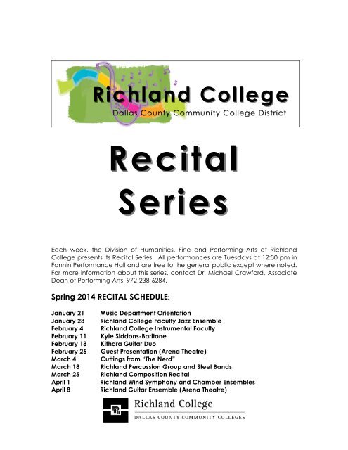 Recital Series - Richland College - Dallas County Community ...