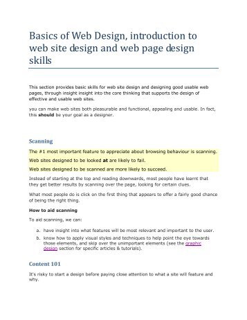 Basics of Web Design, introduction to web site design and web page ...