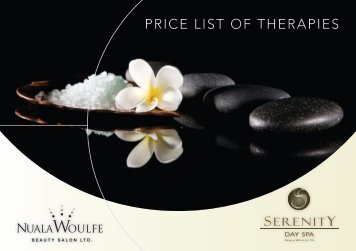 PRICE LIST OF THERAPIES - Serenity Day Spa