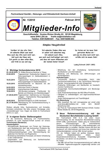 Mitglieder-Info - Fachverband SHK Sachsen-Anhalt