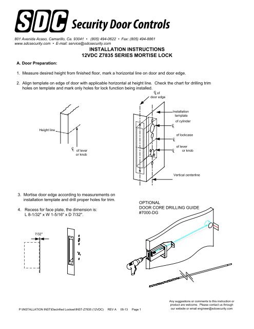 Installation - SDC Security Door Controls