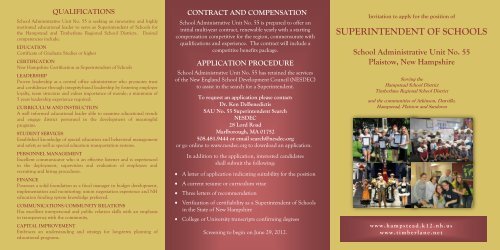 SAU 55 Superintendent Brochure - Timberlane Regional School ...