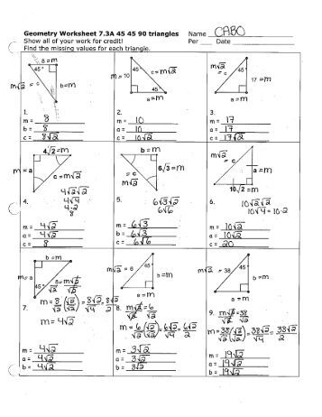 Worksheets 45 45 90 Triangle Worksheet geo similar triangle worksheet geometry 7 3a 45 90 triangles name