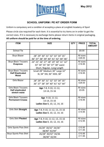 SCHOOL UNIFORM Order Form.pdf - UK.COM