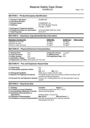 MSDS-Enamelize - Cosmedent