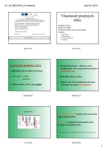 Vlastnosti pružných těles - Základní škola Náměstí Nový Bor