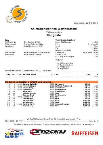 Rangliste - Skiclub Werthenstein