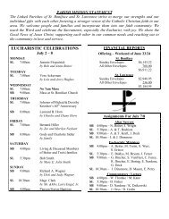 EUCHARISTIC CELEBRATIONS - St. Boniface & St. Lawrence Church