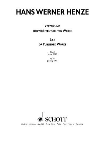 HANS WERNER HENZE - Schott Music