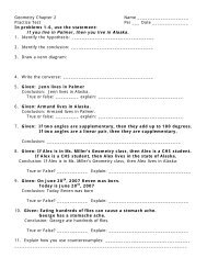 Geometry M217 Name Chapter 3 Test Review Date Hour