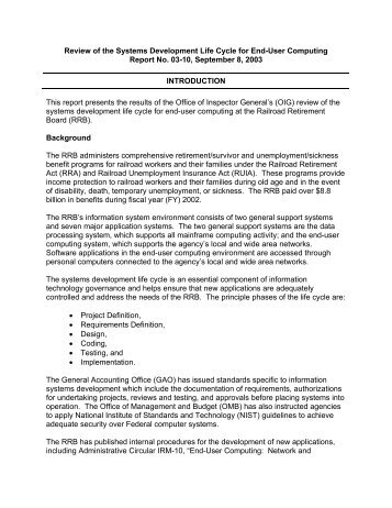 Systems Development Life Cycle for End-User Computing