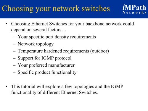 Multicast Tutor - iMPath Networks