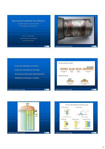 OBLIKOVANJE OBZIROM NA KOROZIJU - Korozija slobodnih ... - FSB