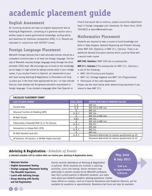 Advising & Registration Workbook - Meredith College